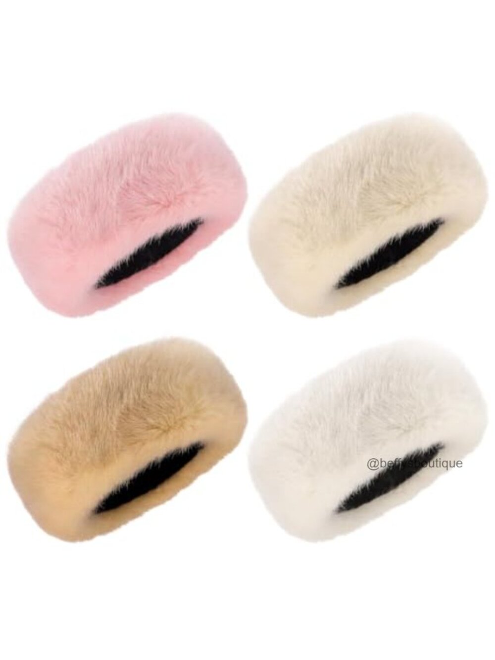 Faux Fur Ear Warmer Headband Set Elastic Polyester Winter